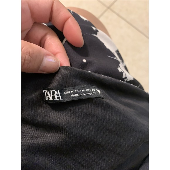 Zara mini dress printed asymmetric black white Size M - Picture 6 of 7